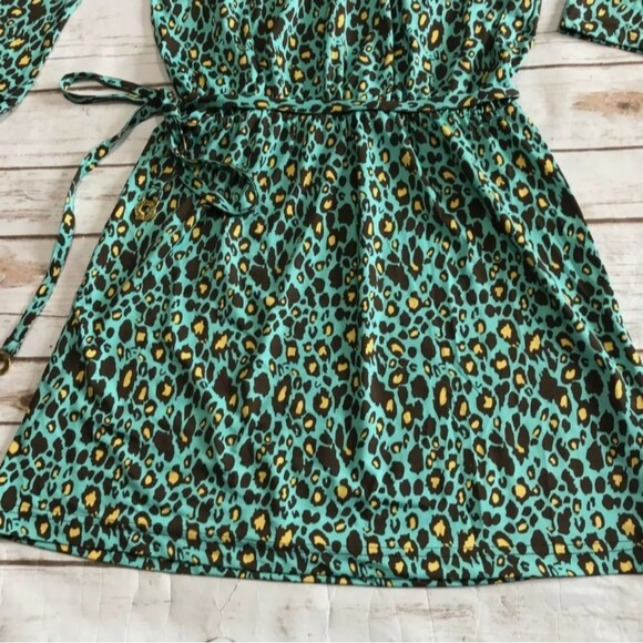 Mud Pie  Southern Tie Waist Dress Cheetah Lagoon Animal Print Size Small - Picture 7 of 10